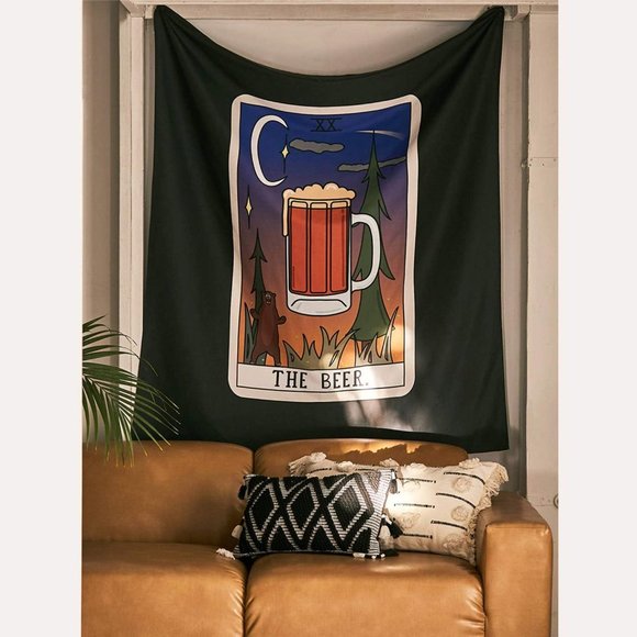 The BEER Tarot Card Wall Decor Tapestry Witty Fun Dorm Wall Decor NEW - Picture 1 of 8